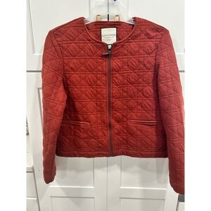 BAGATELLE COLLECTION Quilted Bomber Jacket Rust Orange Round Neck‎ Zipper XL